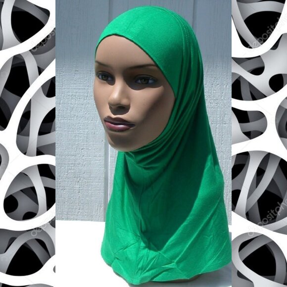 Green 2 pc Cotton Hijab Amira Women's Islamic Headcover Underscarf - Picture 1 of 1